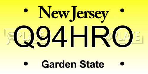 Q94HRO New Jersey License Plate