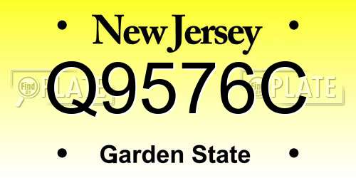 Q9576C New Jersey License Plate