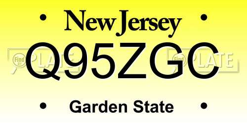 Q95ZGC New Jersey License Plate