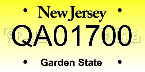 QA01700 New Jersey License Plate