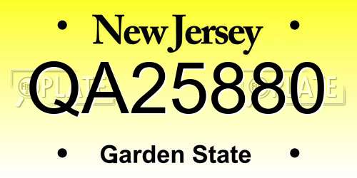 QA25880 New Jersey License Plate
