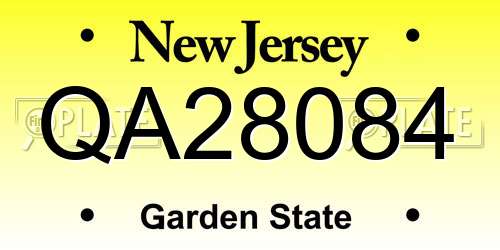 QA28084 New Jersey License Plate