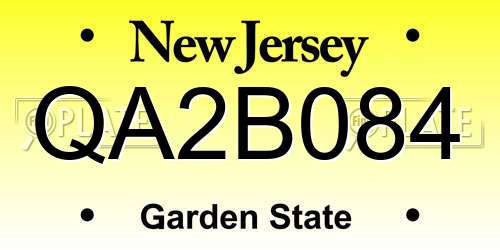 QA2B084 New Jersey License Plate