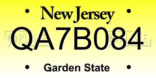 QA7B084 New Jersey License Plate