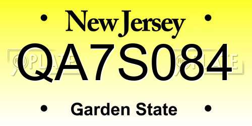 QA7S084 New Jersey License Plate