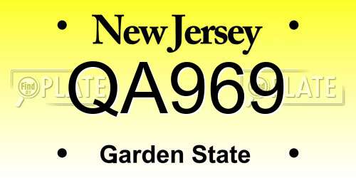 QA969 New Jersey License Plate