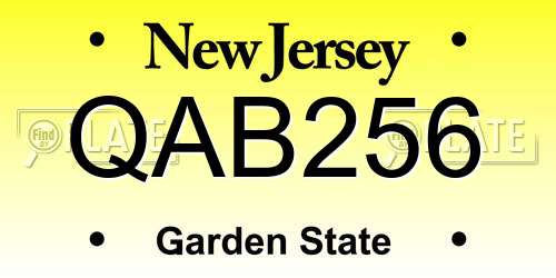 QAB256 New Jersey License Plate