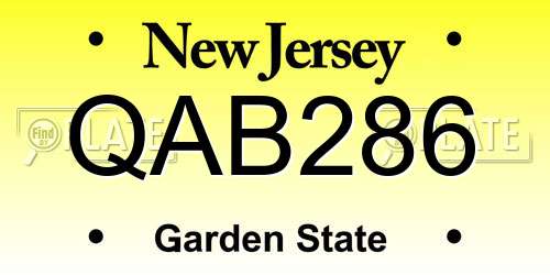 QAB286 New Jersey License Plate