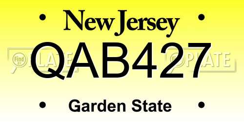 QAB427 New Jersey License Plate