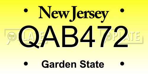 QAB472 New Jersey License Plate