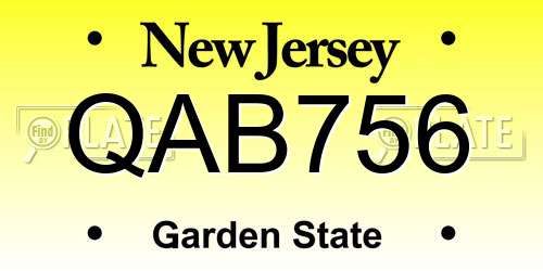 QAB756 New Jersey License Plate