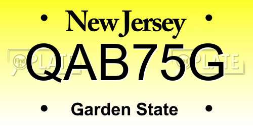QAB75G New Jersey License Plate