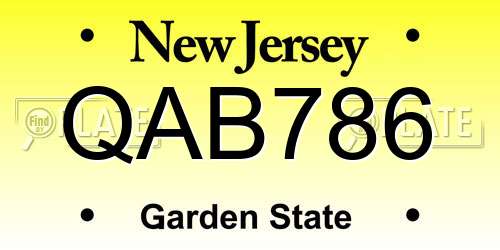 QAB786 New Jersey License Plate
