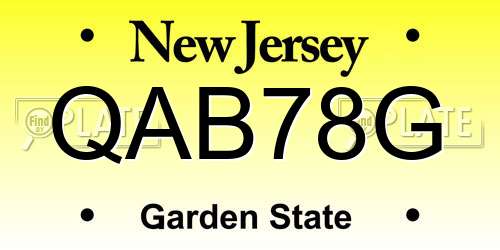 QAB78G New Jersey License Plate