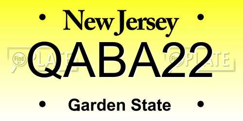 QABA22 New Jersey License Plate