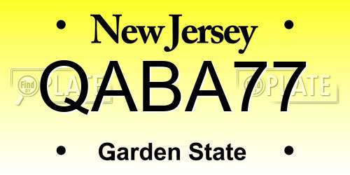 QABA77 New Jersey License Plate