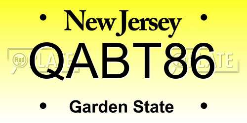 QABT86 New Jersey License Plate