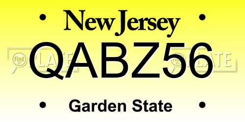 QABZ56 New Jersey License Plate