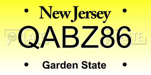 QABZ86 New Jersey License Plate