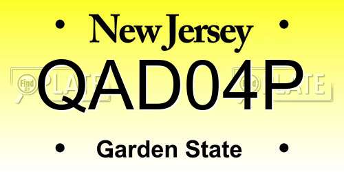 QAD04P New Jersey License Plate