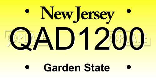 QAD1200 New Jersey License Plate