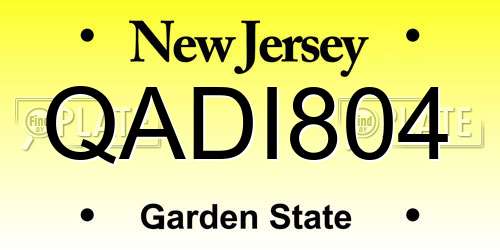 QADI804 New Jersey License Plate