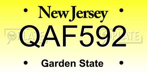QAF592 New Jersey License Plate