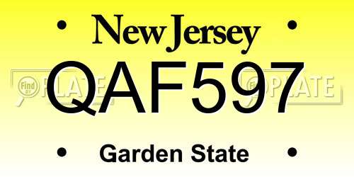 QAF597 New Jersey License Plate