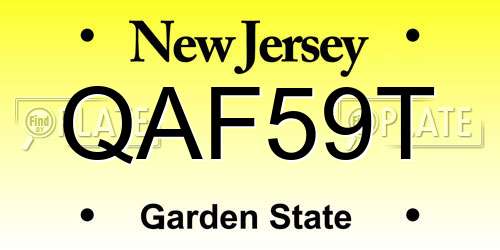 QAF59T New Jersey License Plate