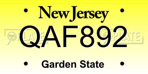 QAF892 New Jersey License Plate