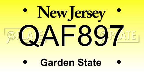 QAF897 New Jersey License Plate