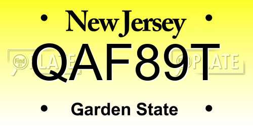 QAF89T New Jersey License Plate