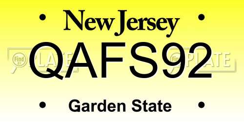 QAFS92 New Jersey License Plate