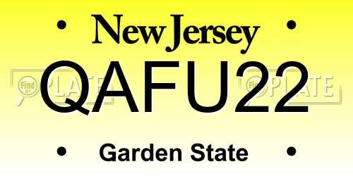 QAFU22 New Jersey License Plate