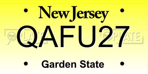 QAFU27 New Jersey License Plate