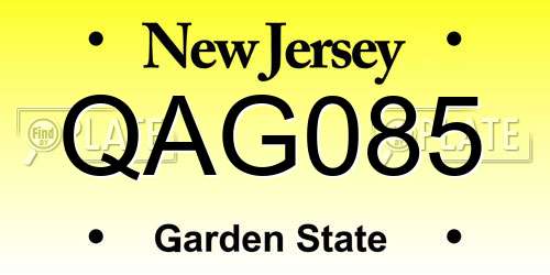 QAG085 New Jersey License Plate