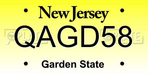 QAGD58 New Jersey License Plate