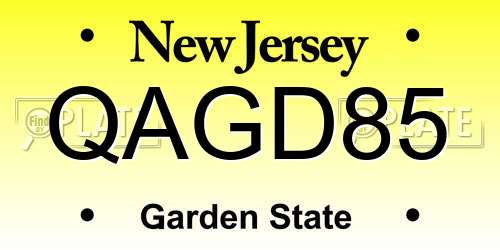 QAGD85 New Jersey License Plate