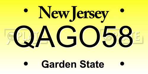 QAGO58 New Jersey License Plate