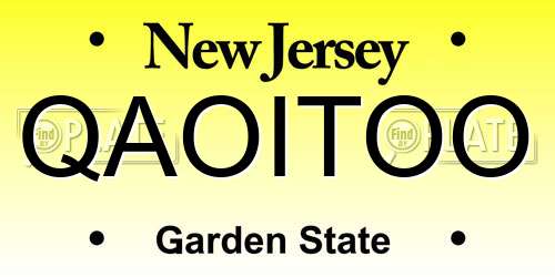 QAOITOO New Jersey License Plate
