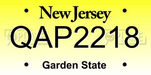QAP2218 New Jersey License Plate