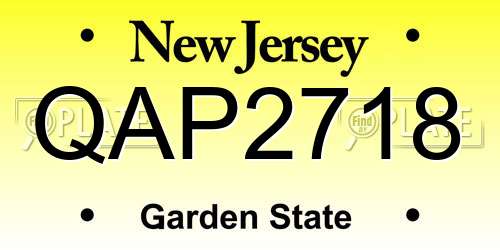 QAP2718 New Jersey License Plate