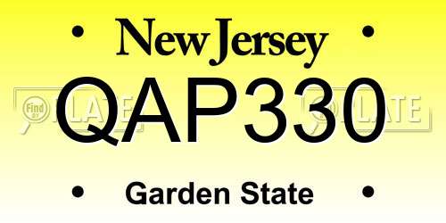 QAP330 New Jersey License Plate