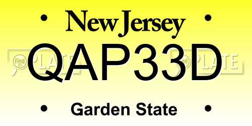 QAP33D New Jersey License Plate