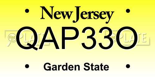 QAP33O New Jersey License Plate