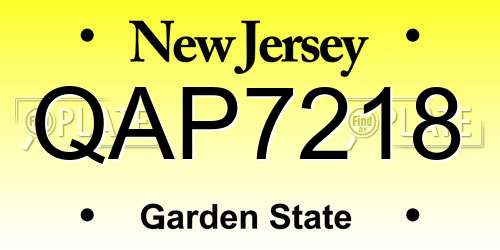 QAP7218 New Jersey License Plate