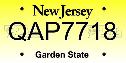 QAP7718 New Jersey License Plate
