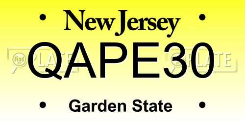 QAPE30 New Jersey License Plate