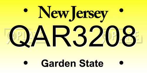 QAR3208 New Jersey License Plate