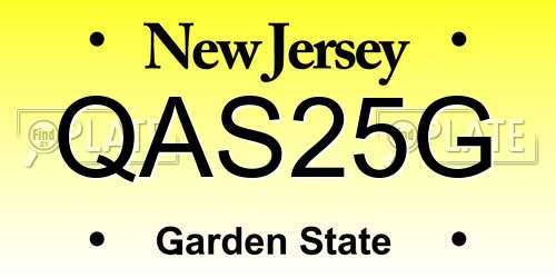 QAS25G New Jersey License Plate